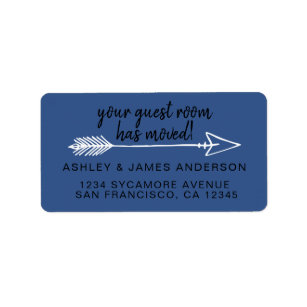 Your Guest Room Has Moved Classic Blue New Address Label