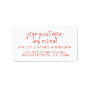 Your Guest Room Has Moved Coral White New Address Label