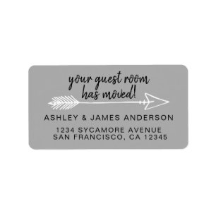 Your Guest Room Has Moved Grey New Address Label