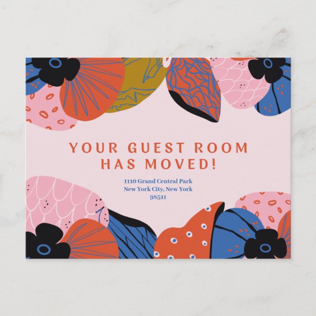 Your Guest Room Has Moved - Moving Announcement Postcard (Front)