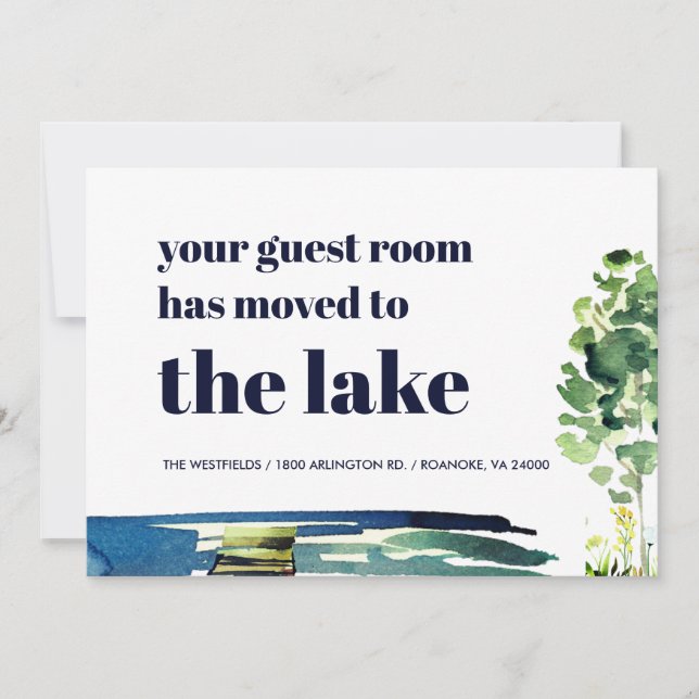 Your Guest Room Has Moved to the Lake New Home Announcement (Front)
