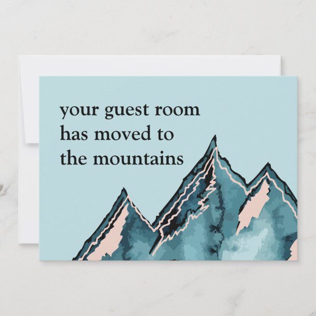Your Guest Room Moved to the Mountains New Home An Announcement (Front)