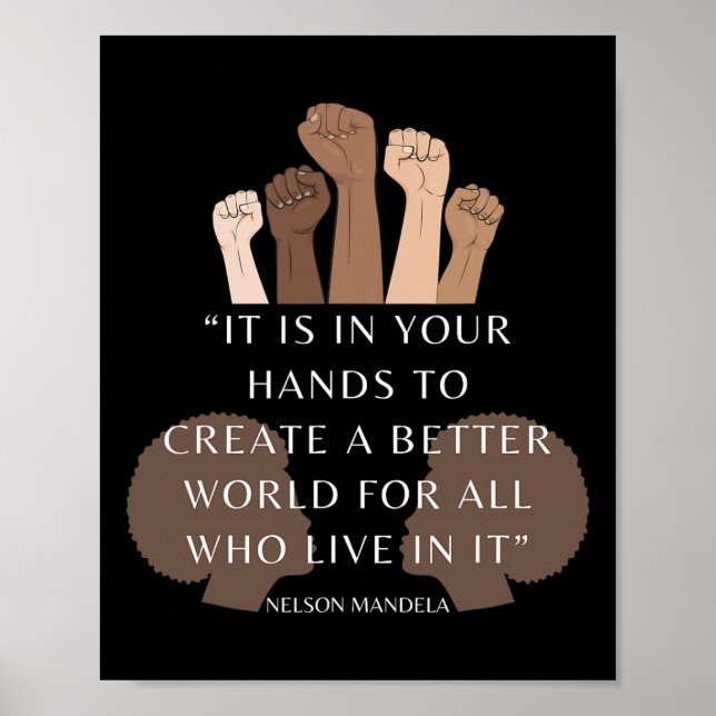 Your Hands Create Better World Melanin Black Histo Poster (Front)