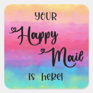 Your Happy Mail Is Here Rainbow Sticker Square