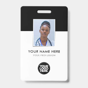 Your Health Care Company Logo Black Photo Name ID Badge