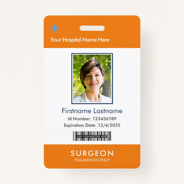 Your Health Care Company Logo  Photo Clip Name ID Badge (Front)