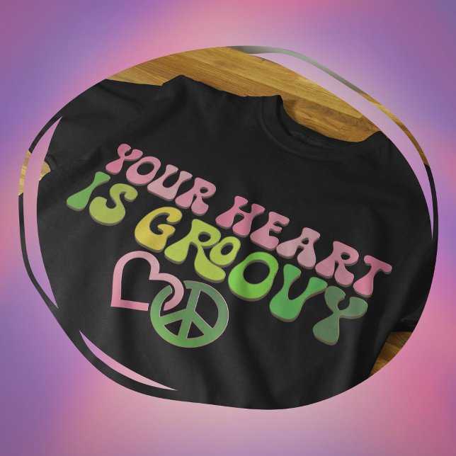 Your Heart is Groovy - Heart and Peace Sign T-Shirt (Creator Uploaded)