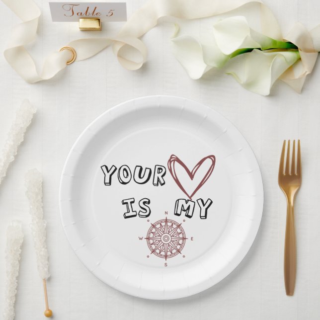 Your Heart is my Compass          Paper Plate (Wedding)