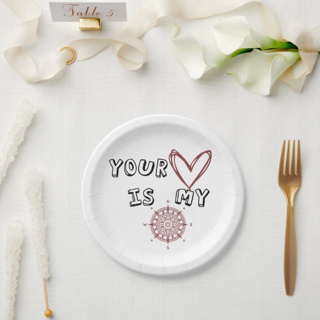 Your Heart is my Compass      Paper Plate (Wedding)