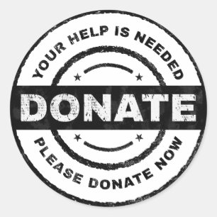 Your Help Is Needed Donation Stickers for Charity