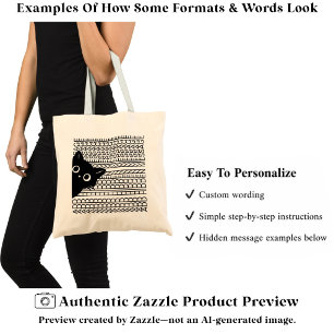Your Hidden Message & Name, Cat Lover Tote Bag