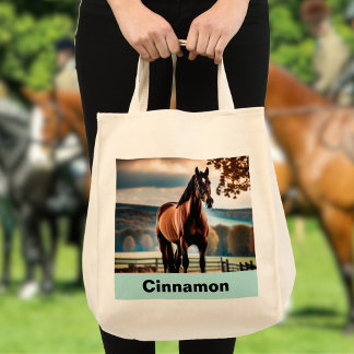 Your Horse Photo and Name Custom Tote Bag
