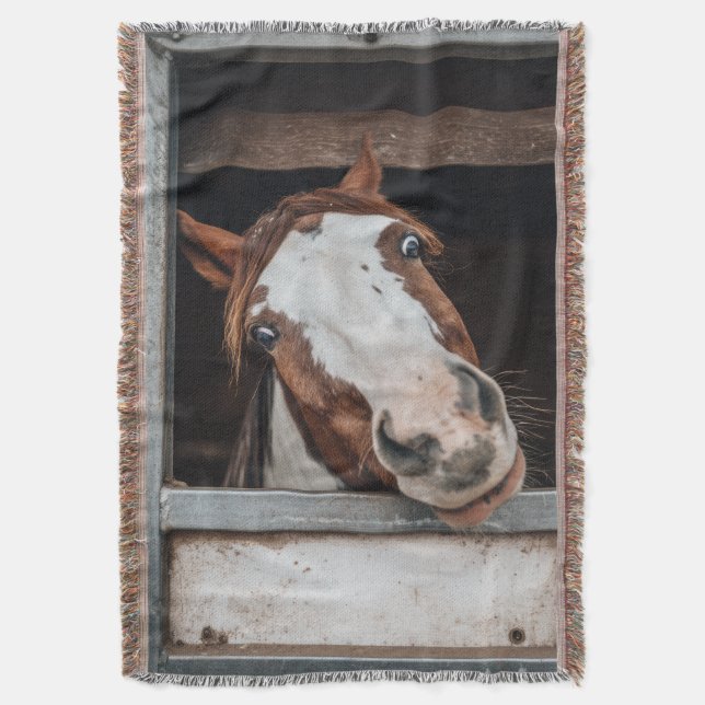 Your Horse Photo Pony Custom Equestrian Gift Throw Blanket (Front Vertical)