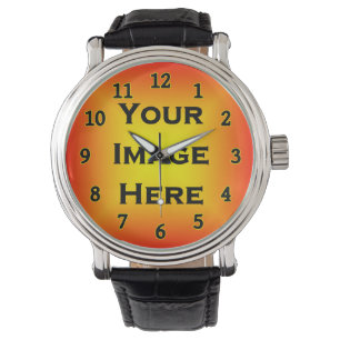 Your Image Black Numbers Yellow Edged Template Watch