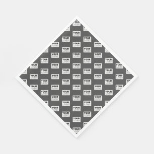 Your Image Design or Business Logo Tiled Grey Napkin