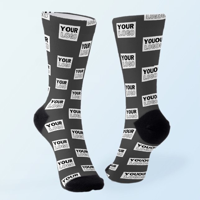 Your Image Design or Business Logo Tiled | Grey Socks (Creator Uploaded)