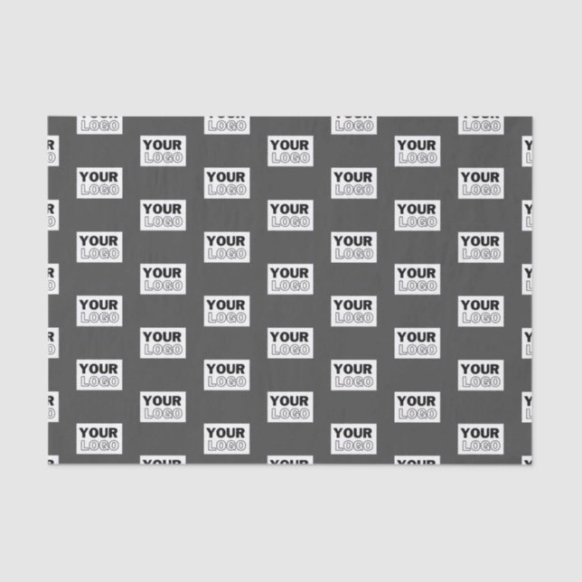 Your Image Design or Business Logo Tiled | Grey Tissue Paper (Front)