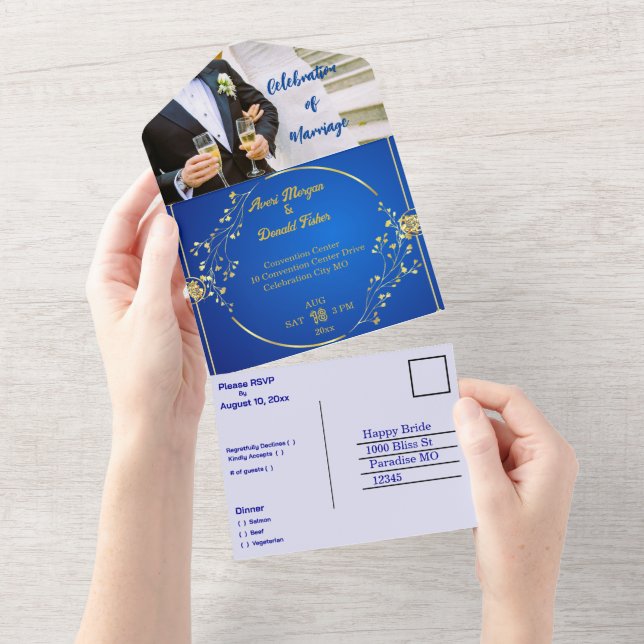 (Your Image) Easily Personalised Wedding Event All In One Invitation (Tearaway)