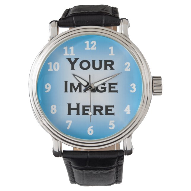 Your Image Large White Numbers Template Watch (Front)