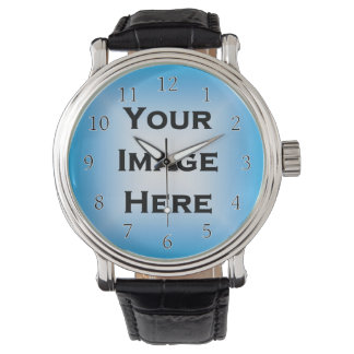Your Image Thin Black Numbers White Edged Watch