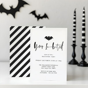 Your In-Bited Black Bat Minimal Halloween Party Invitation