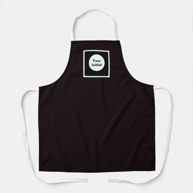 Your Initial Monogram White Straps Black Apron (Front)