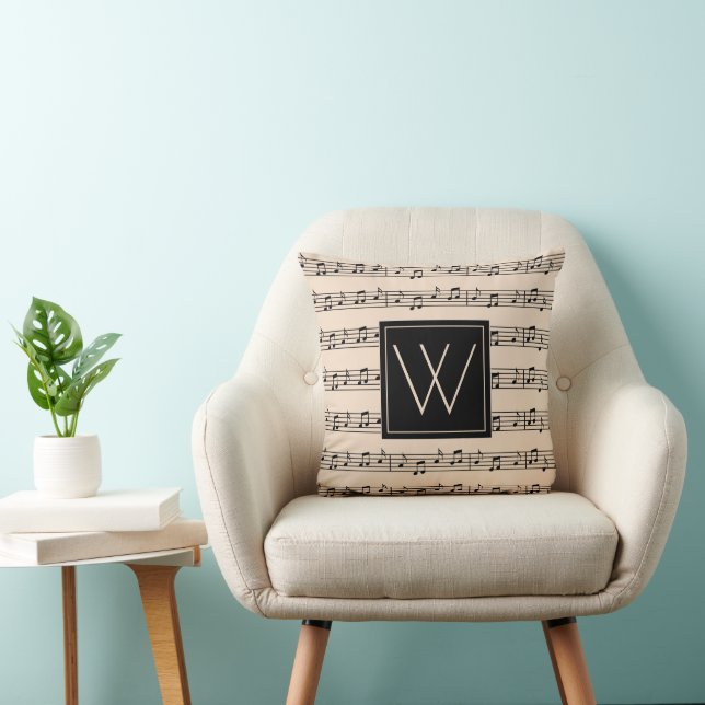 Your Initial | Musical Notes Cushion (Chair)