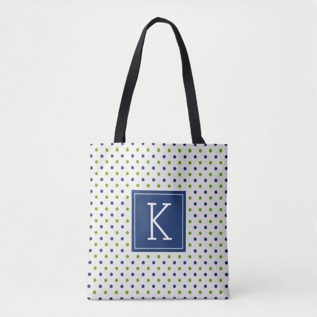 Your Initial | Polka Dots Tote Bag (Front)