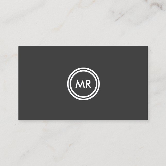 YOUR INITIALS LOGO on DK GRAY Business Card (Front)