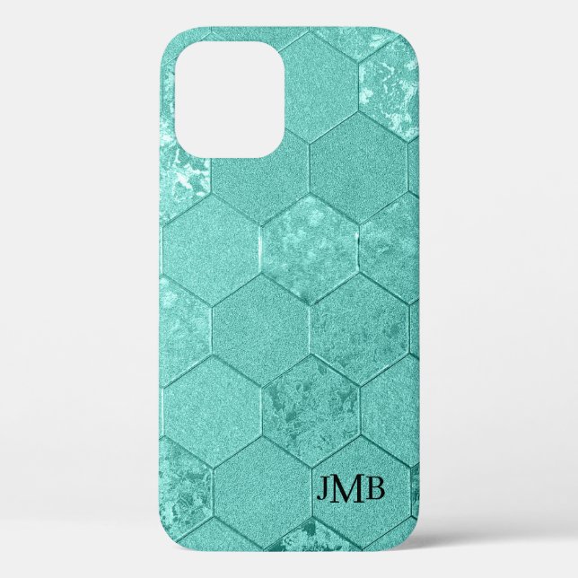 Your Initials Mint Green Geometric Case-Mate iPhon iPhone Case (Back)