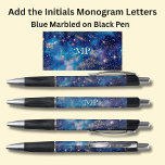 Your Initials Monogram Blue Galaxy<br><div class="desc">Add the initials (or name) you want on this black pen a blue galaxy design - Change to your own details. See my store for lots more great Pens</div>