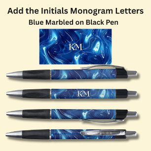 Your Initials Monogram Blue Marbled