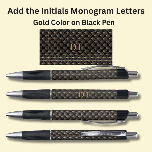 Your Initials Monogram Gold Geometric on Black (Creator Uploaded)