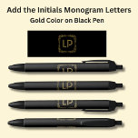 Your Initials Monogram Gold Geometric on Black Black Ink Pen<br><div class="desc">Add the initials you want on this black pen with gold geometric design - Change to your own details. See my store for lots more great Pens</div>