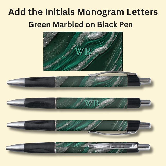 Your Initials Monogram Green Marbled (Creator Uploaded)