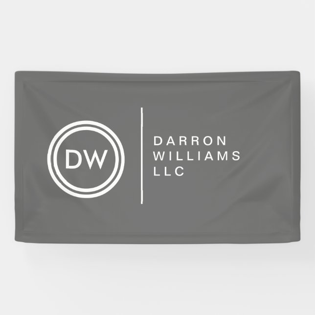 Your Initials Monogram Logo on Grey Banner (Horizontal)