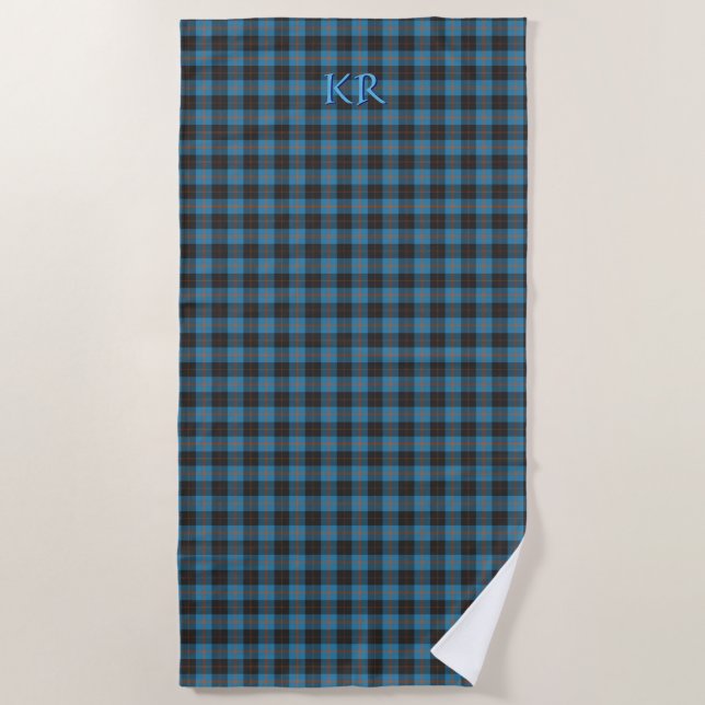 Your initials on Angus District Ancient tartan Beach Towel (Front)