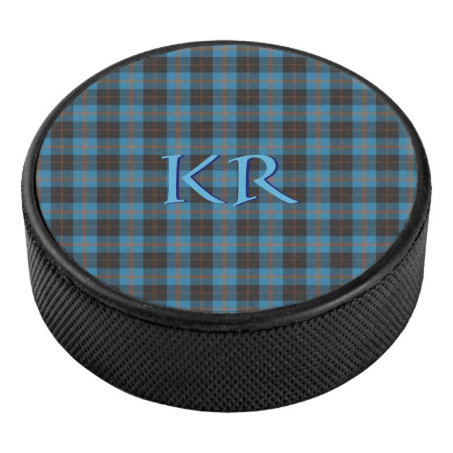 Your initials on Angus District Ancient tartan Hockey Puck (3/4)