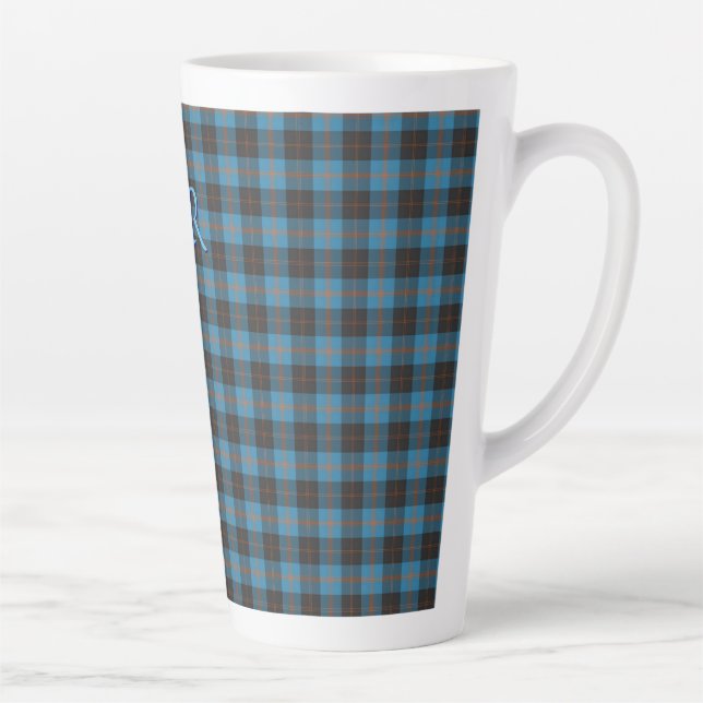 Your initials on Angus District Ancient tartan Latte Mug (Right)