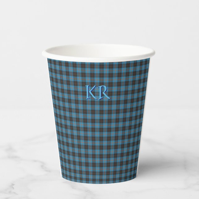 Your initials on Angus District Ancient tartan Paper Cups (Front)