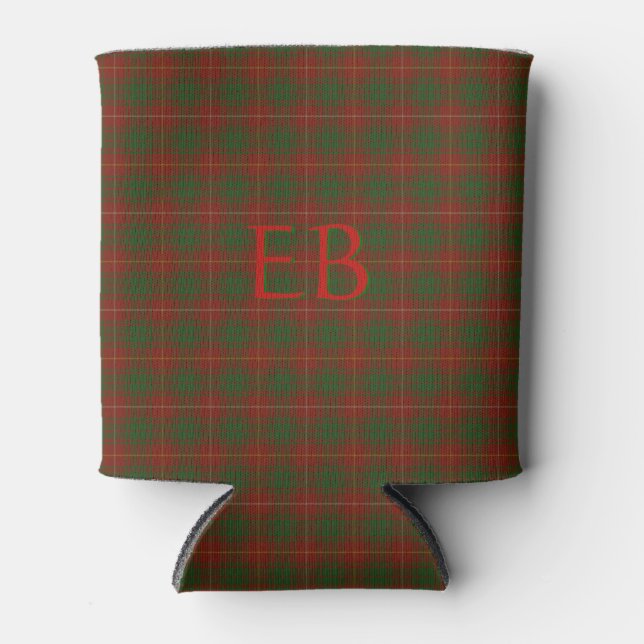 Your initials on Bruce Clan tartan Can Cooler (Front)