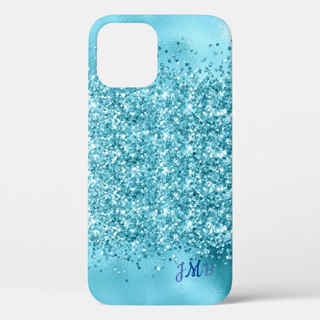 Your Initials Turquoise Glitter   Case-Mate iPhone Case (Back)