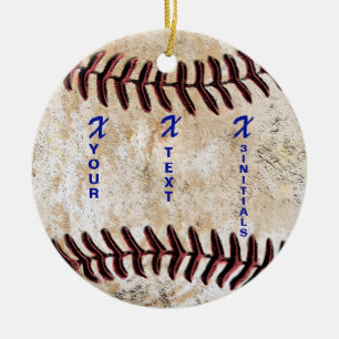 YOUR INITIALS with NAME Unique Baseball Ornament