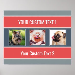 YOUR Instagram Photos & Text Striped Poster