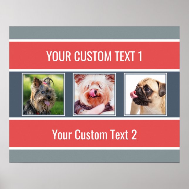 YOUR Instagram Photos & Text Striped Poster (Front)