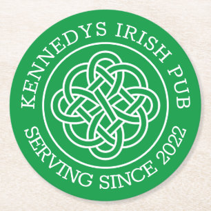 YOUR IRISH PUB Add Your Name & Year Round Paper Co Round Paper Coaster