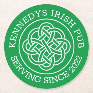 YOUR IRISH PUB Add Your Name & Year Round Paper Co Round Paper Coaster