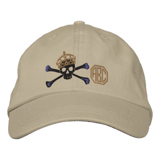 Your Keep Calm Crown Crossbones Skull Monogram Embroidered Hat (Front)