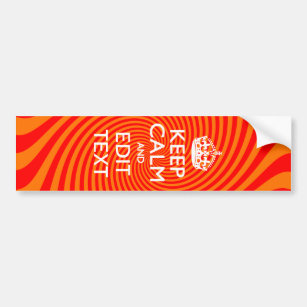 Your Keep Calm Saying on Vibrant Orange Swirl Bumper Sticker