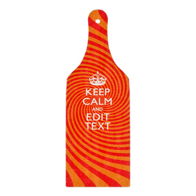 Your Keep Calm Saying on Vibrant Orange Swirl Cutting Board (Front)